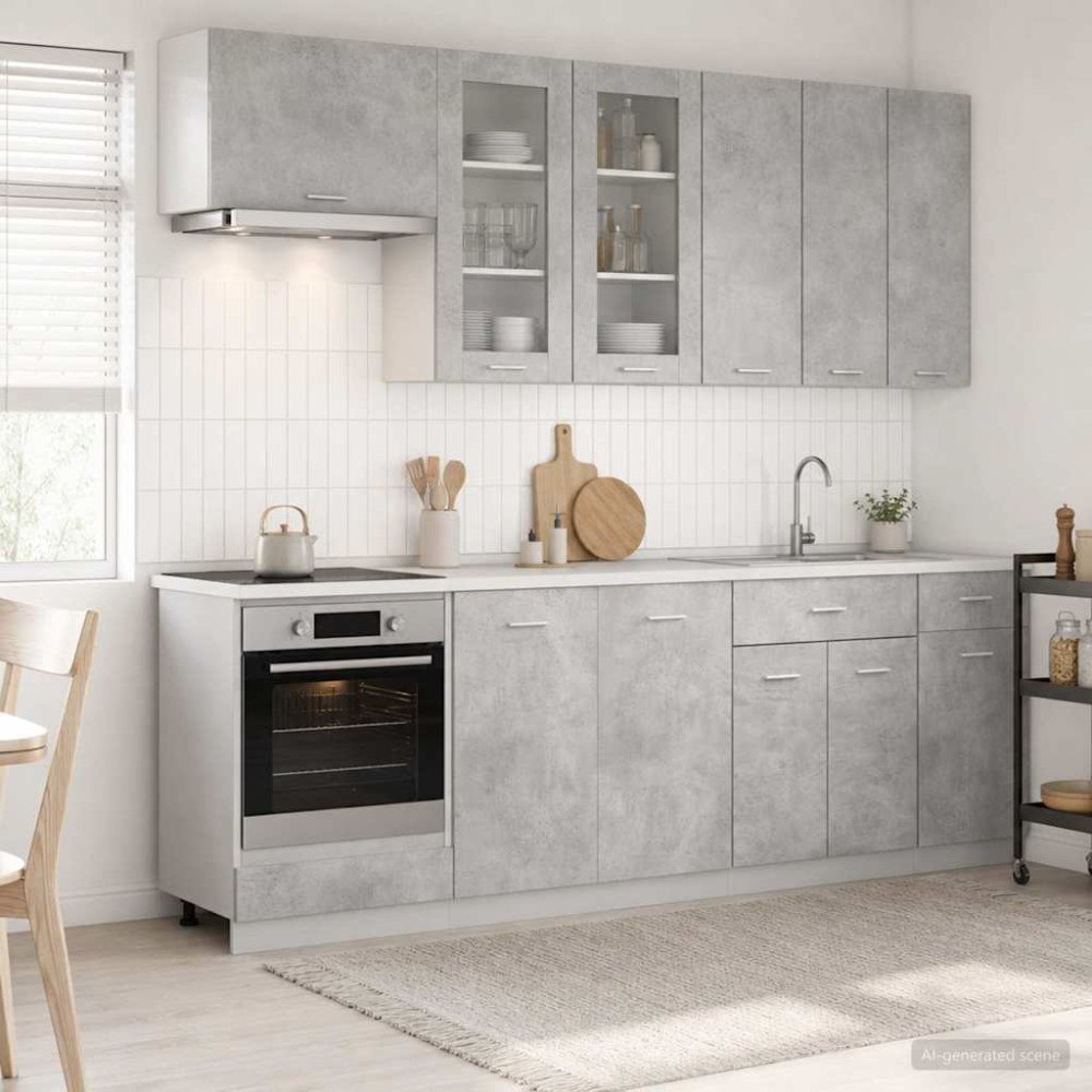 vidaXL Köksenhet LYON 8 pcs Betonggrå Konstruerat trä