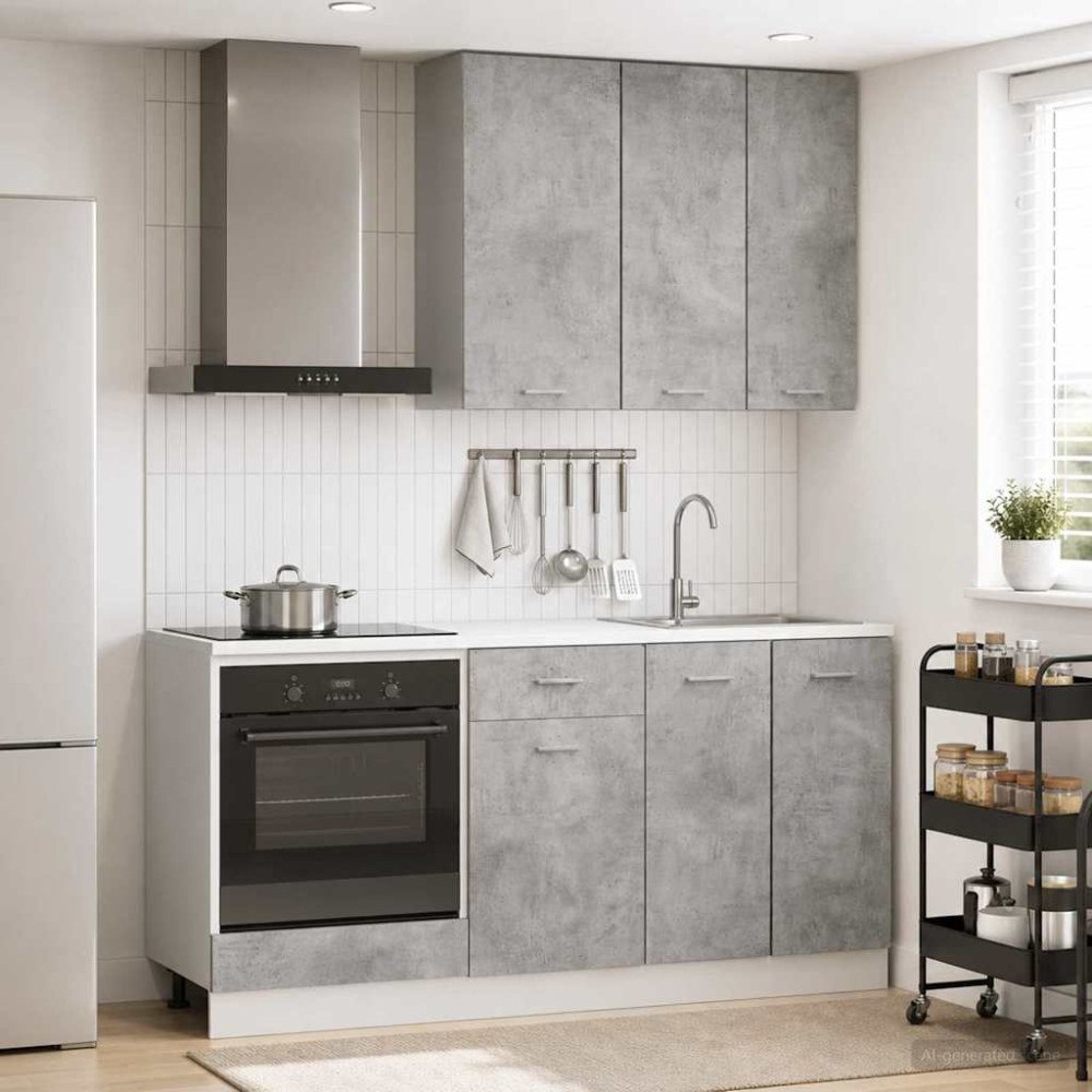 vidaXL Köksenhet LYON 5 pcs Betonggrå Konstruerat trä