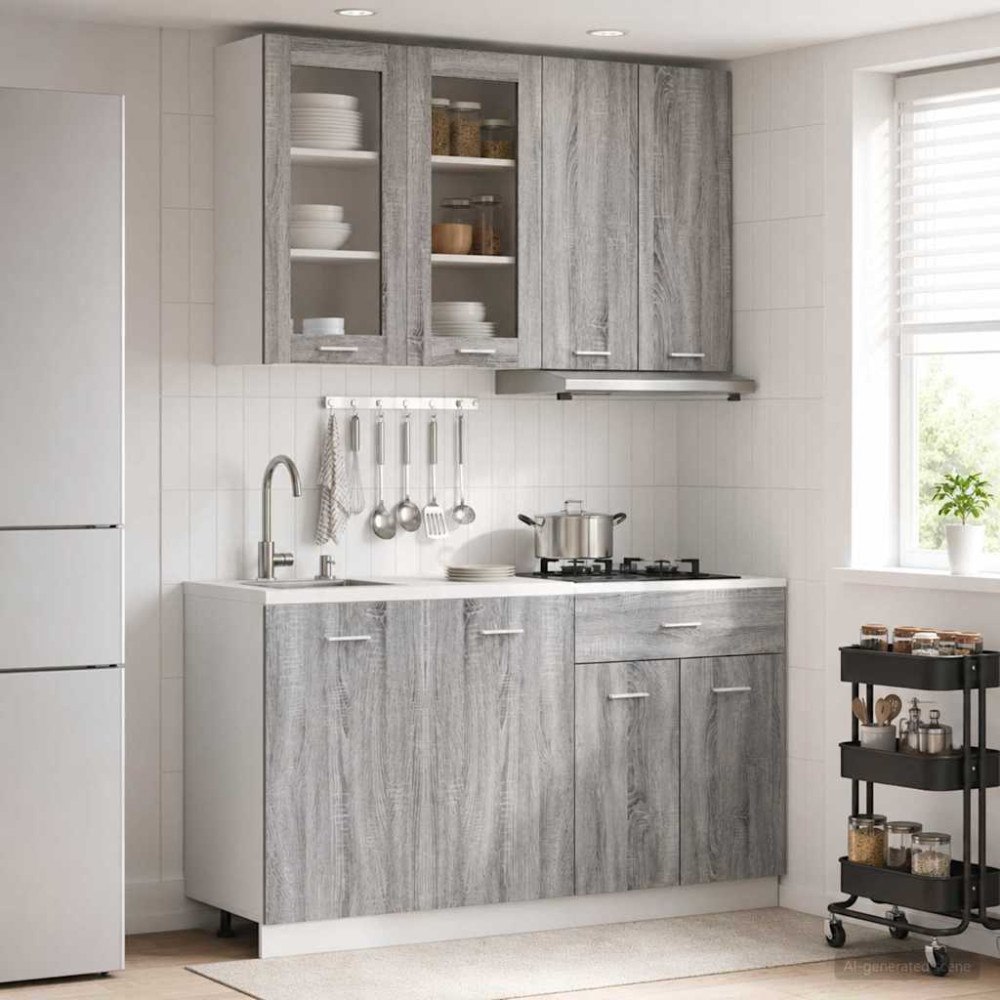 vidaXL Köksenhet LYON 4 pcs Grå Sonoma Konstruerat trä