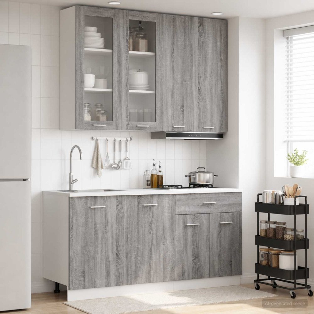 vidaXL Köksenhet LYON 4 pcs Grå Sonoma Konstruerat trä