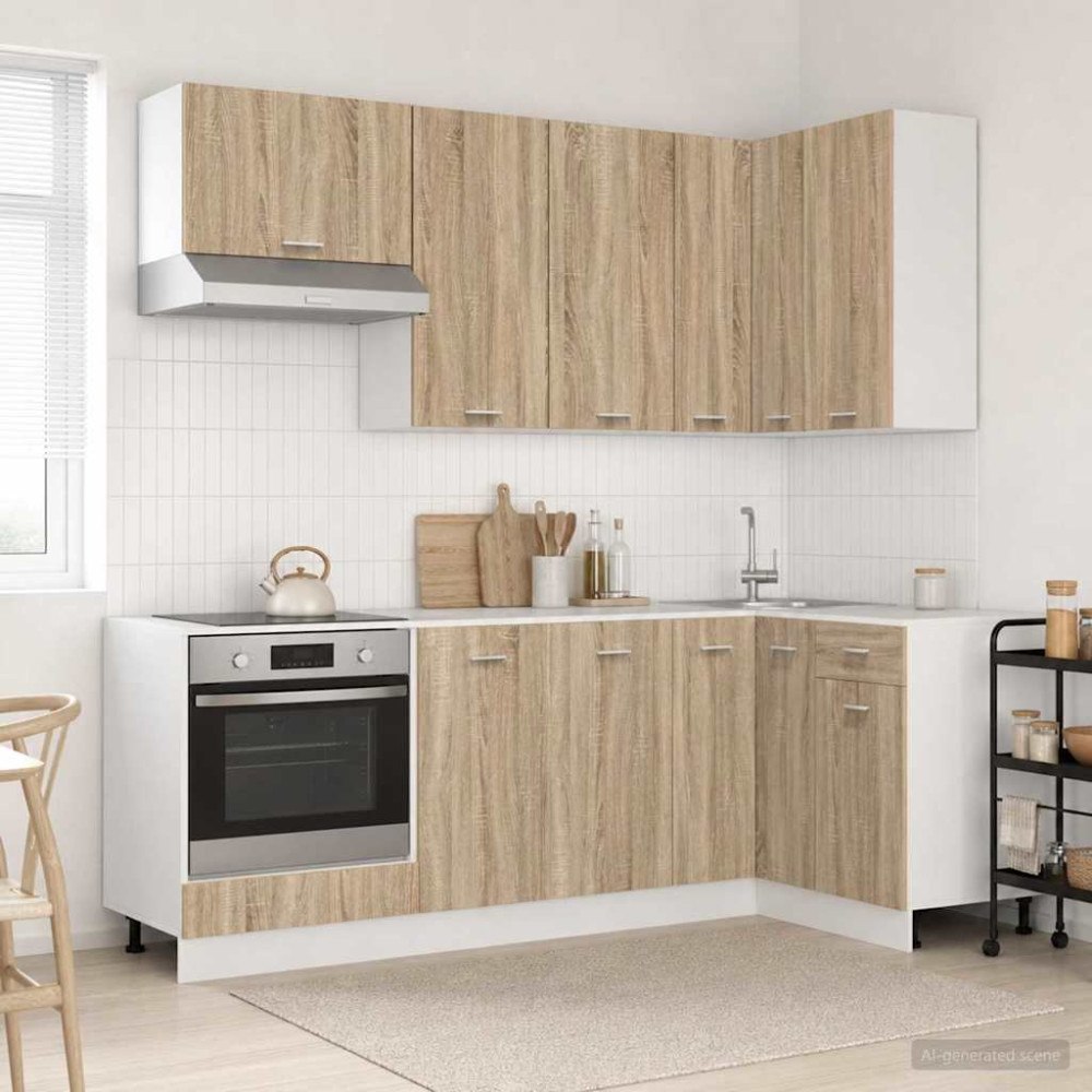 vidaXL Köksenhet LYON 8 pcs Sonoma-ek Konstruerat trä