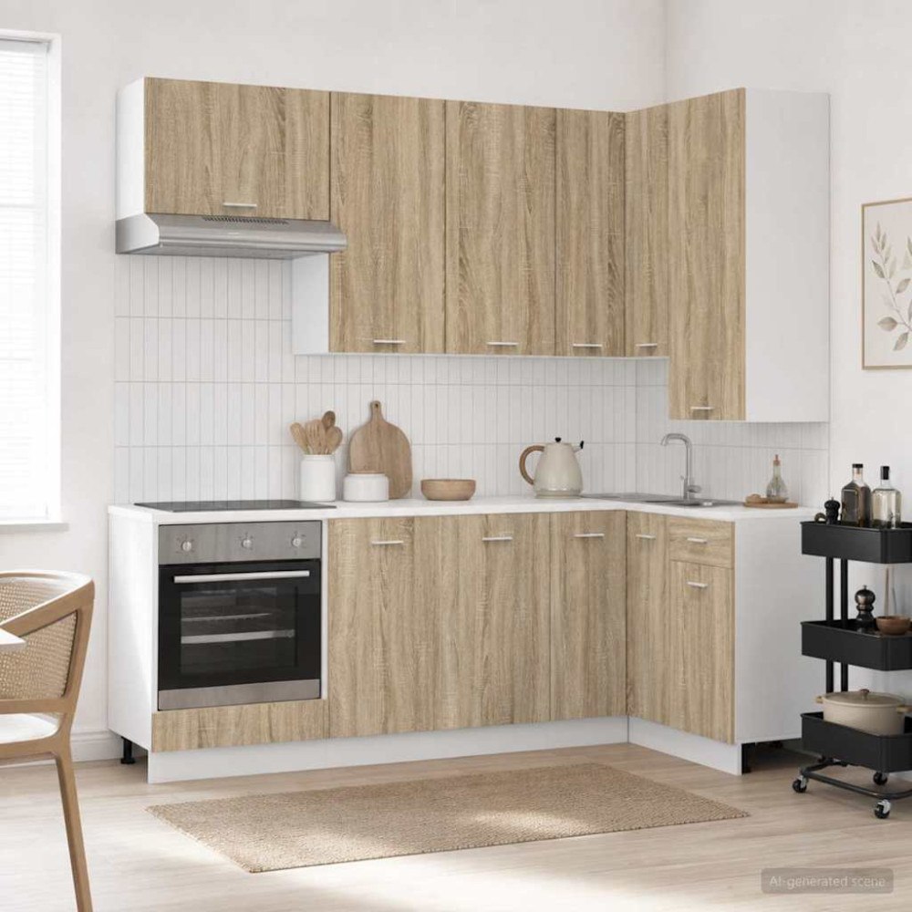 vidaXL Köksenhet LYON 8 pcs Sonoma-ek Konstruerat trä