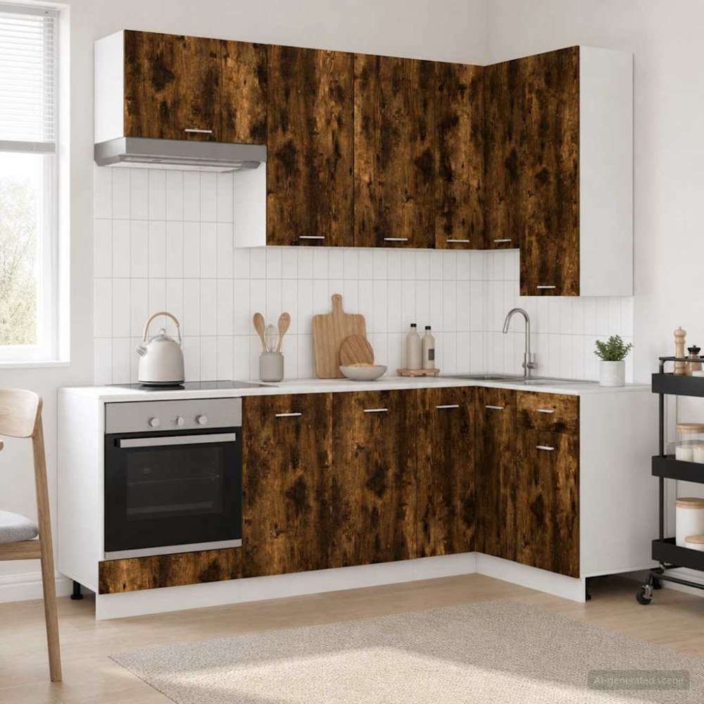 vidaXL Köksenhet LYON 8 pcs Rökt ek Konstruerat trä