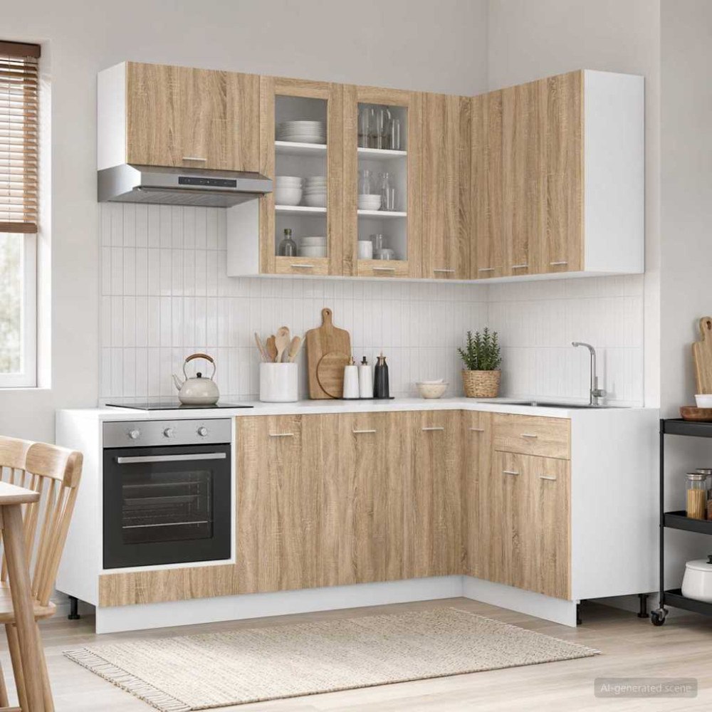 vidaXL Köksenhet LYON 8 pcs Sonoma-ek Konstruerat trä