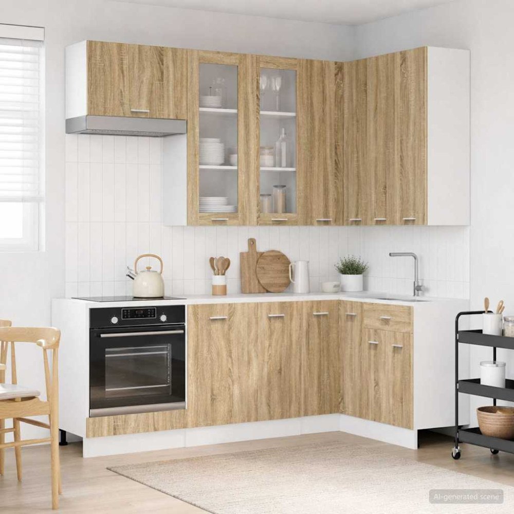 vidaXL Köksenhet LYON 8 pcs Sonoma-ek Konstruerat trä