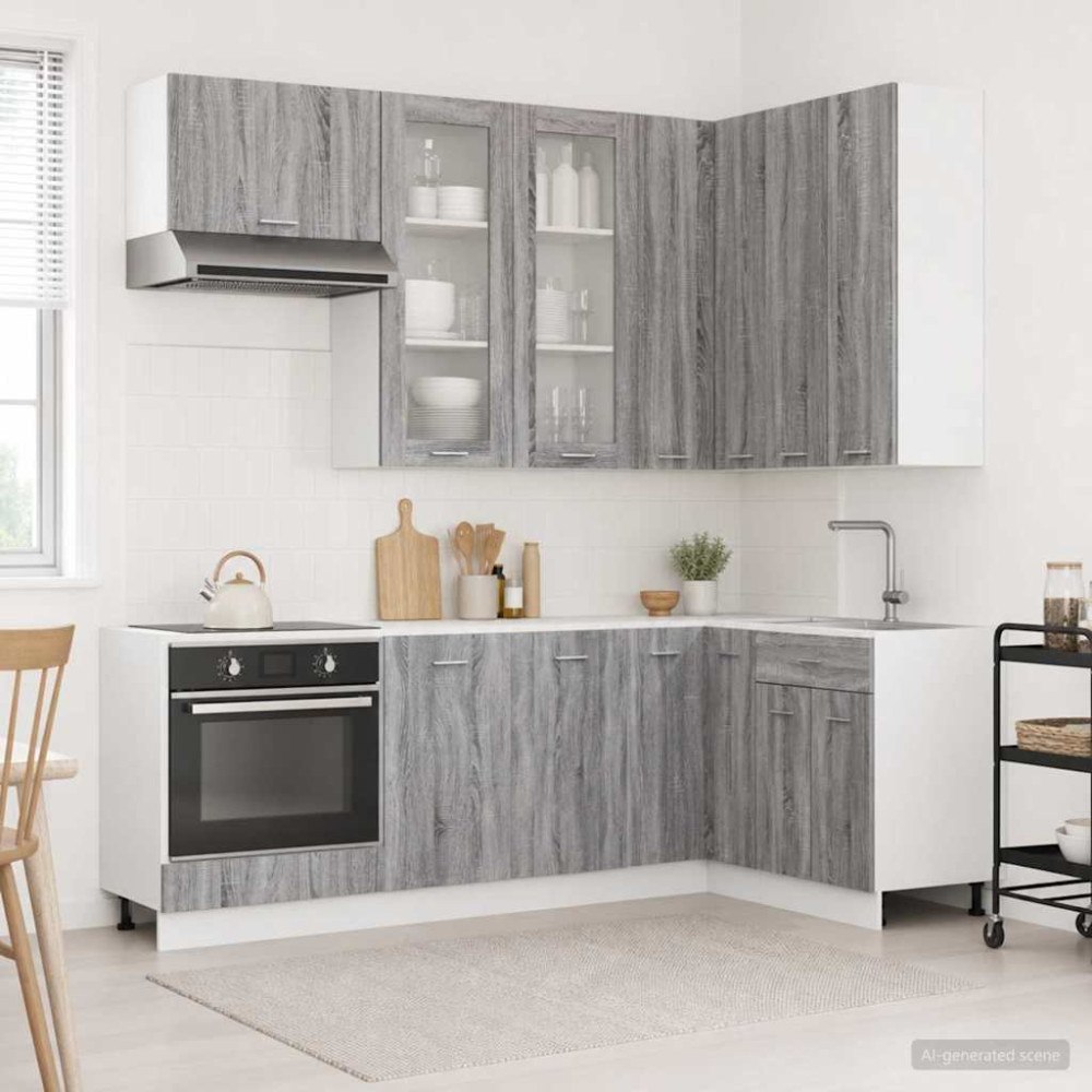 vidaXL Köksenhet LYON 8 pcs Grå Sonoma Konstruerat trä
