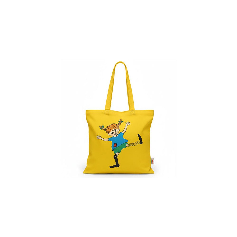 Nordic Souvenir Tygkasse, Pippi, gul med bälg 43 x 35 cm