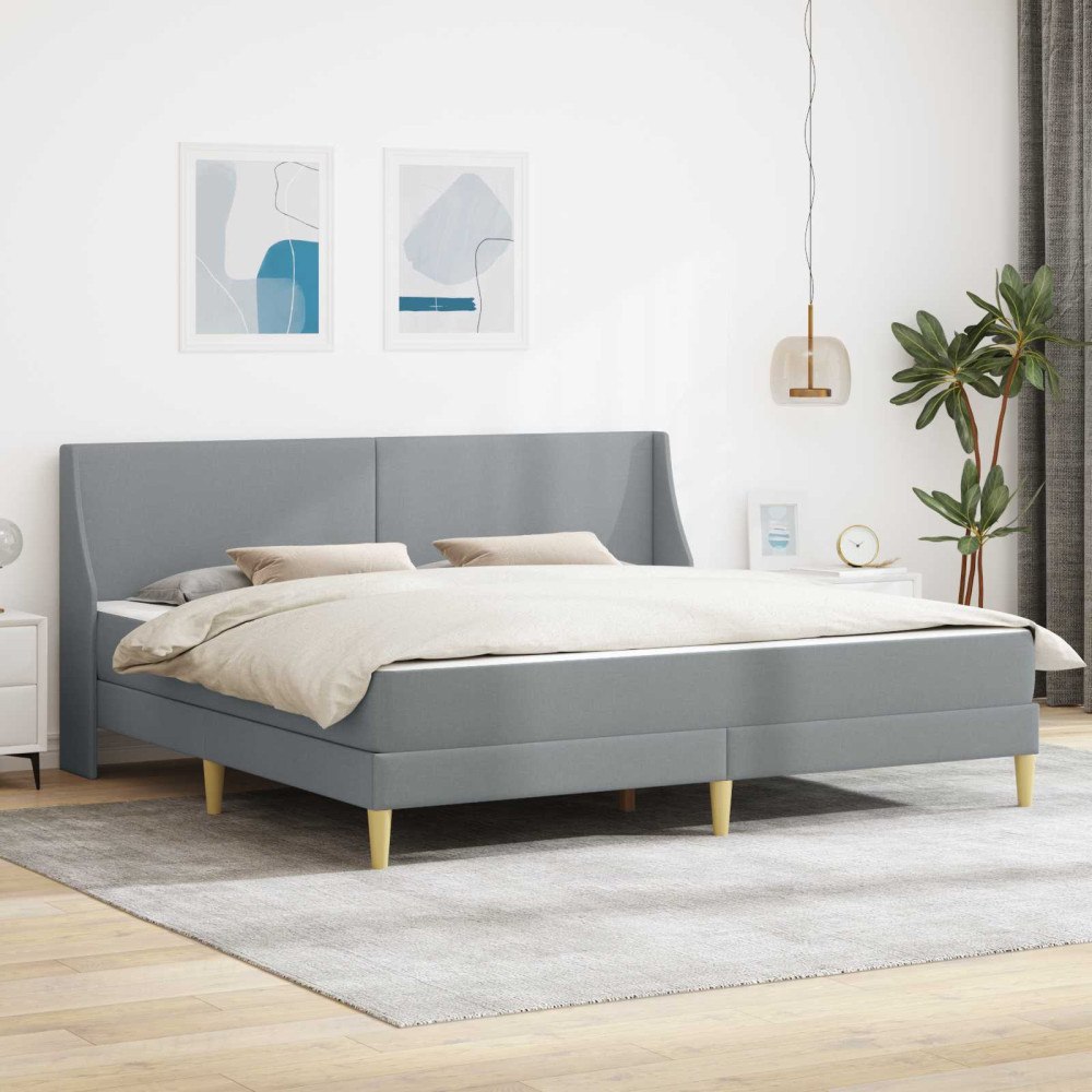 vidaXL Sängram med madrass med huvudgavel Ljusgrå 180 x 200 cm tyg