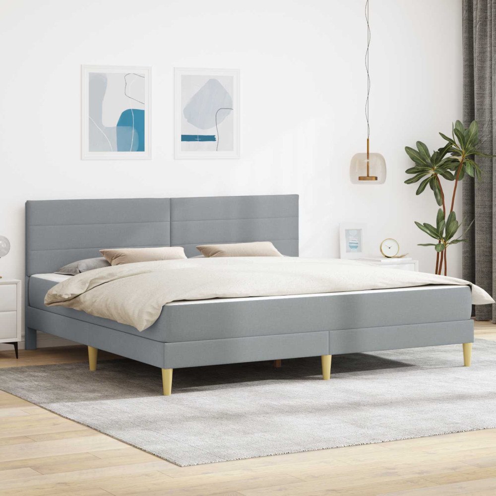 vidaXL Sängram med madrass med huvudgavel Ljusgrå 180 x 200 cm tyg