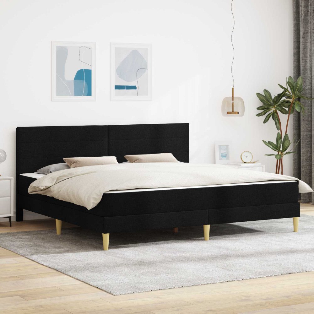 vidaXL Sängram med madrass med huvudgavel Svart 180 x 200 cm tyg