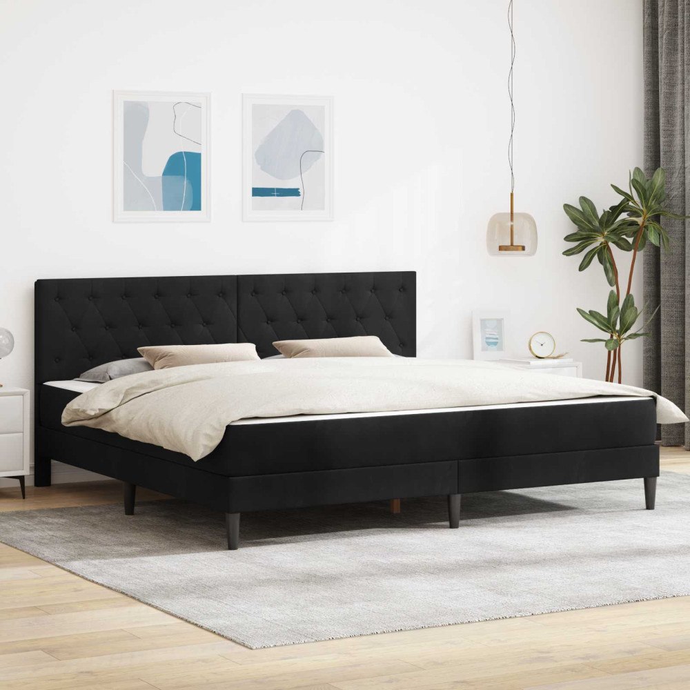 vidaXL Sängram med madrass med huvudgavel Svart 180 x 200 cm Sammet