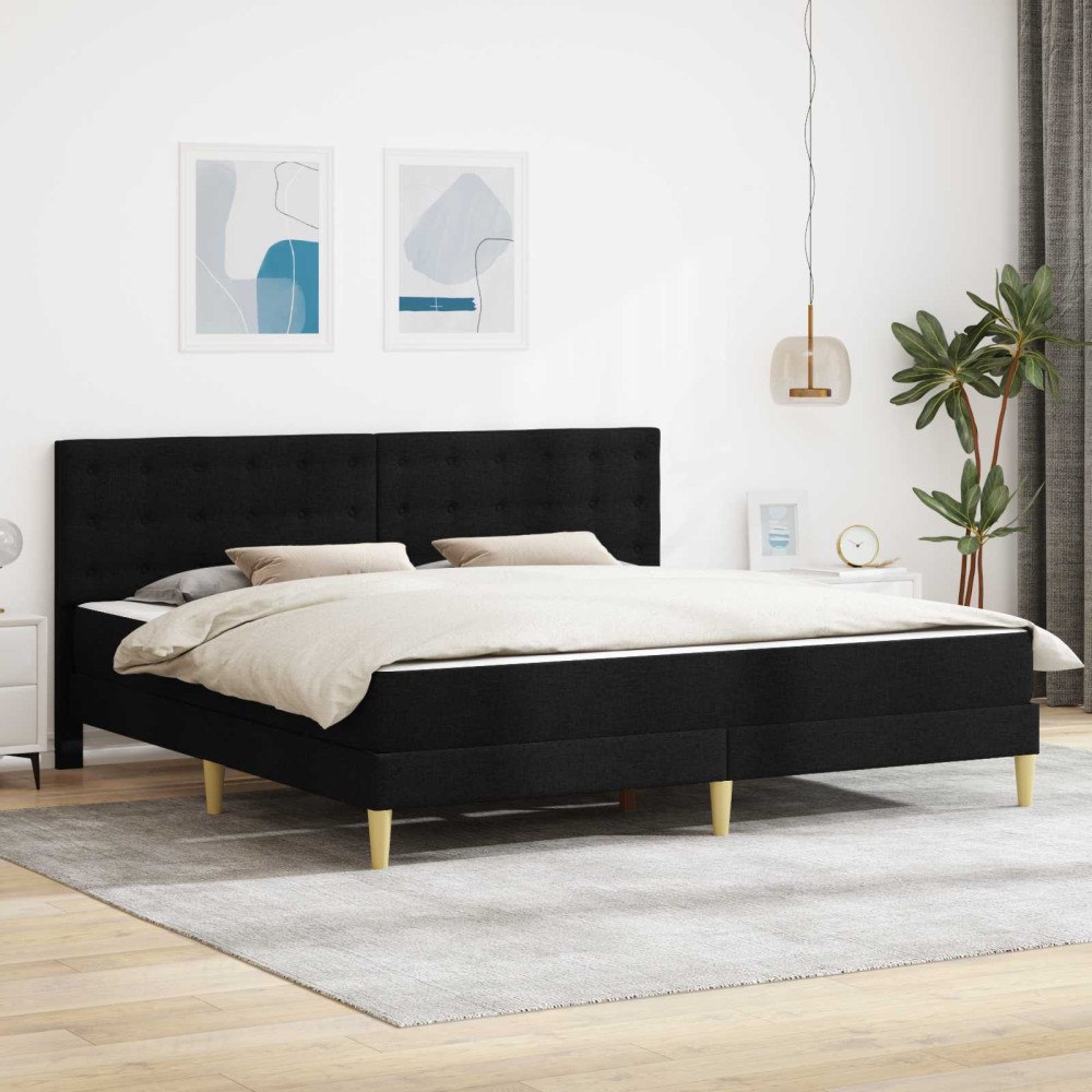 vidaXL Sängram med madrass med huvudgavel Svart 180 x 200 cm tyg