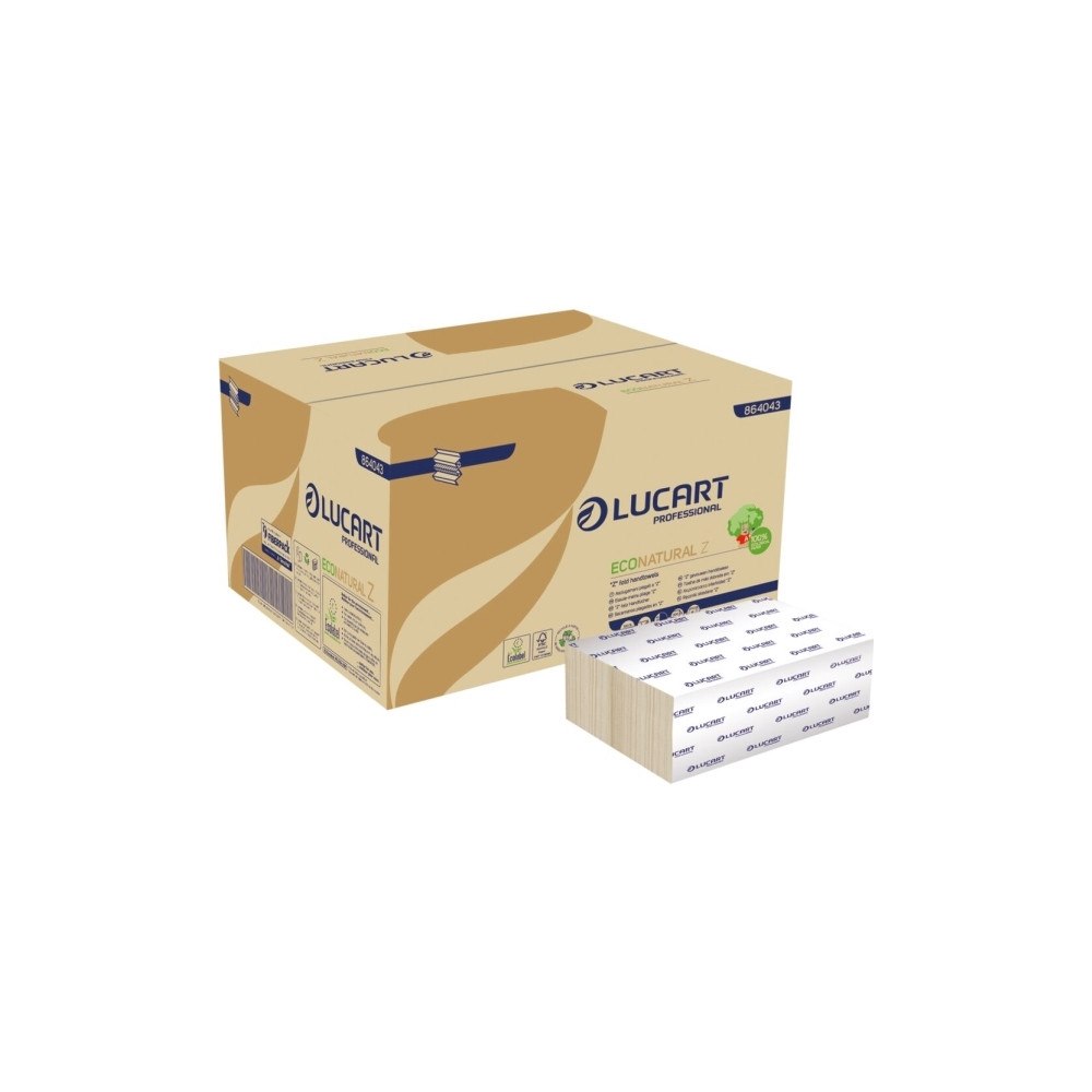 LUCART Handdukar, Lucart T3 Natural, 2-lagers, Z-vikt, 24x22,5 cm,...