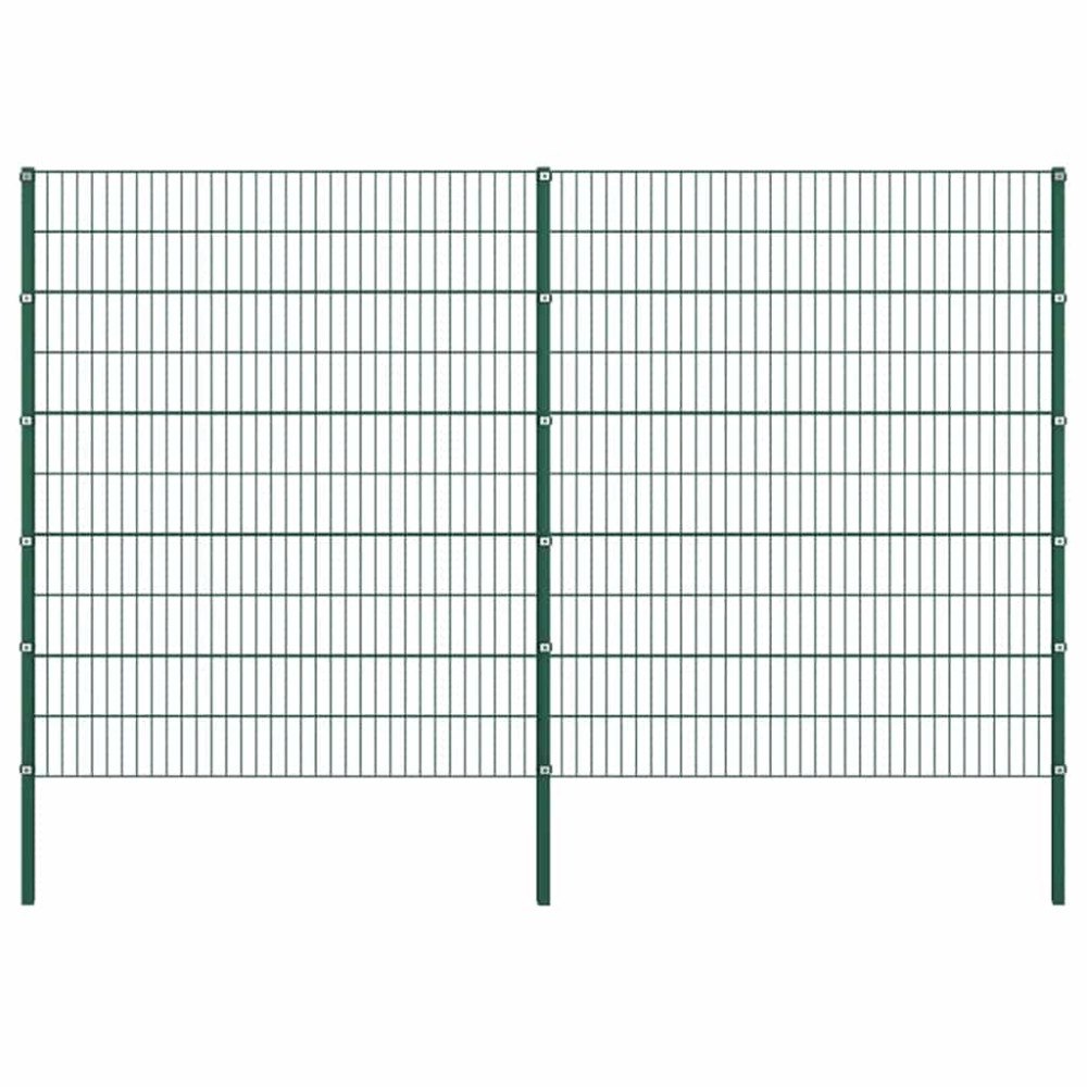 vidaXL Staketpanel med stolpar järn 349x200 cm grön
