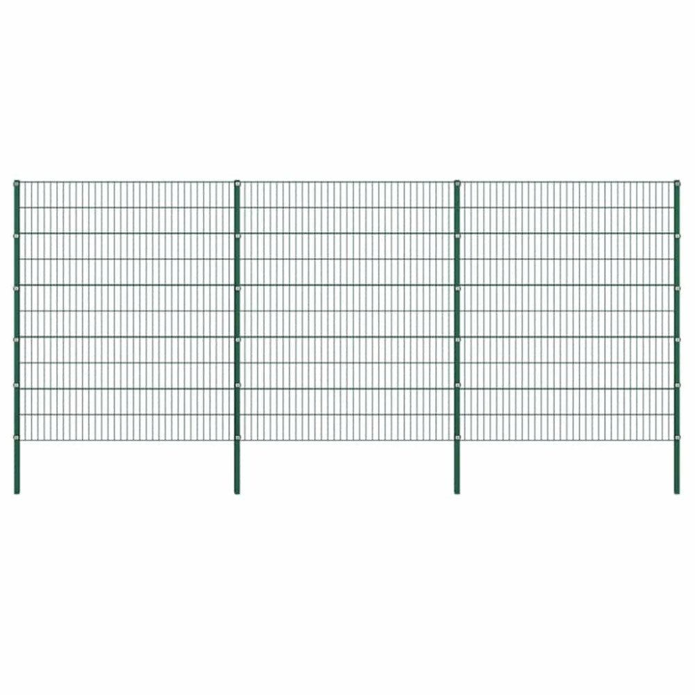 vidaXL Staketpanel med stolpar järn 522x200 cm grön
