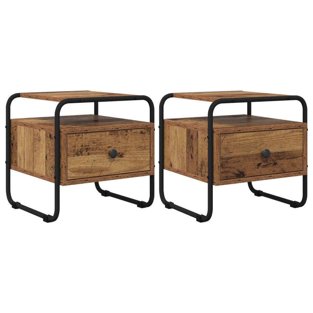 vidaXL Nattduksbord 2 st Gammalt trä 40 x 39,5 x 40 cm Konstruerat trä