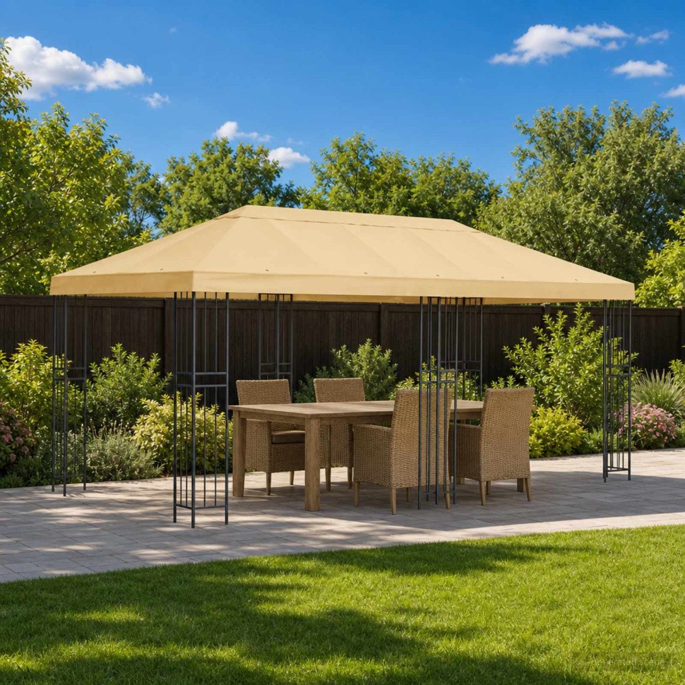 vidaXL Gazebo taköverdrag 6 x 3 m Gräddvit Polyester 190