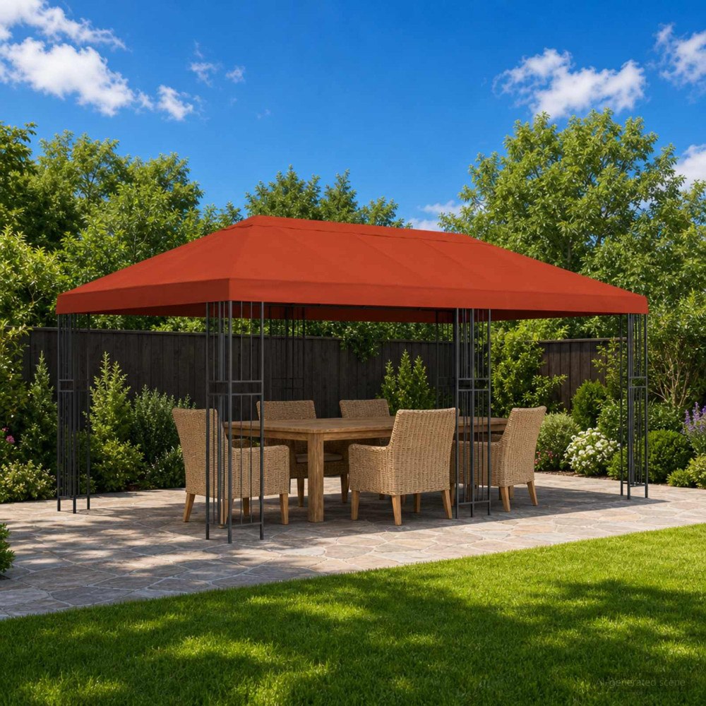 vidaXL Gazebo taköverdrag 6 x 3 m Terracotta Polyester 190