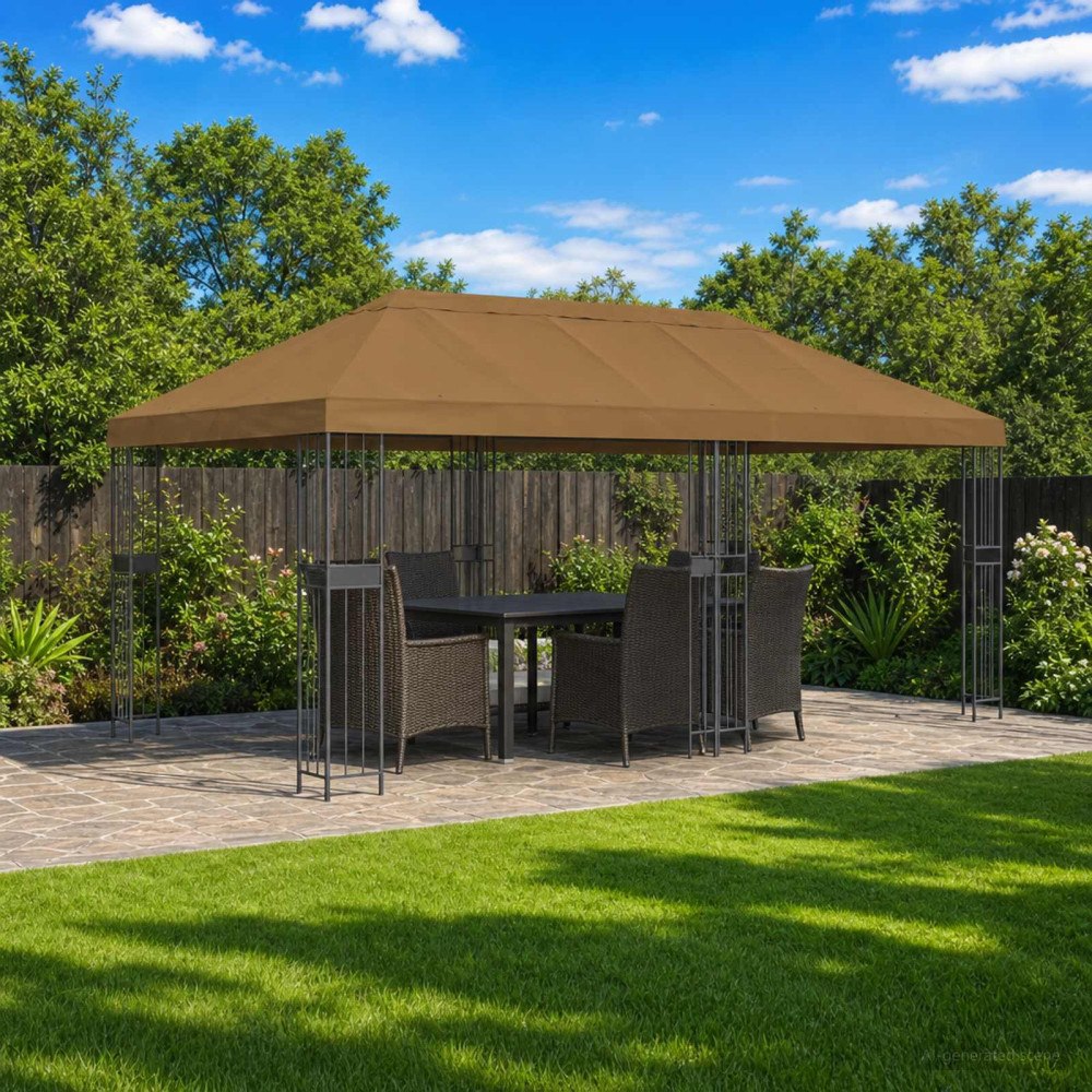 vidaXL Gazebo taköverdrag 6 x 3 m Taupe Polyester 190