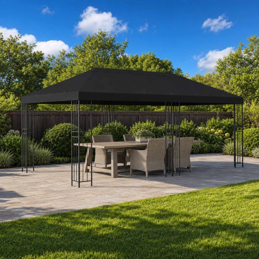 vidaXL Gazebo taköverdrag 6 x 3 m Svart Polyester 190