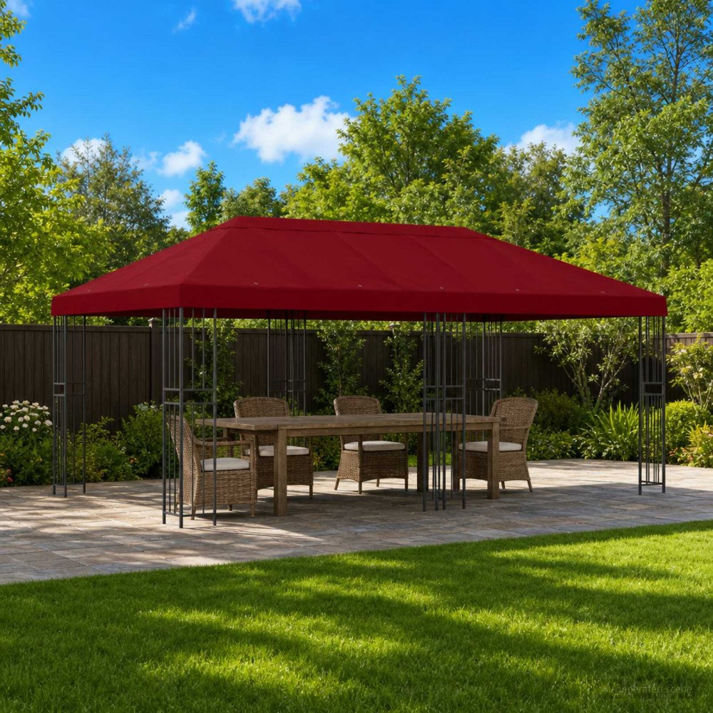vidaXL Gazebo taköverdrag 6 x 3 m Vinröd Polyester 190