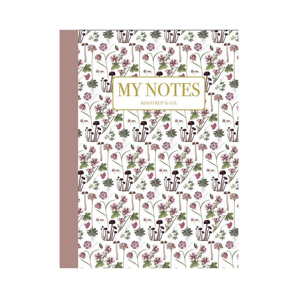 Koustrup & Co Anteckningshäfte - Rosa blommönster - småblommigt