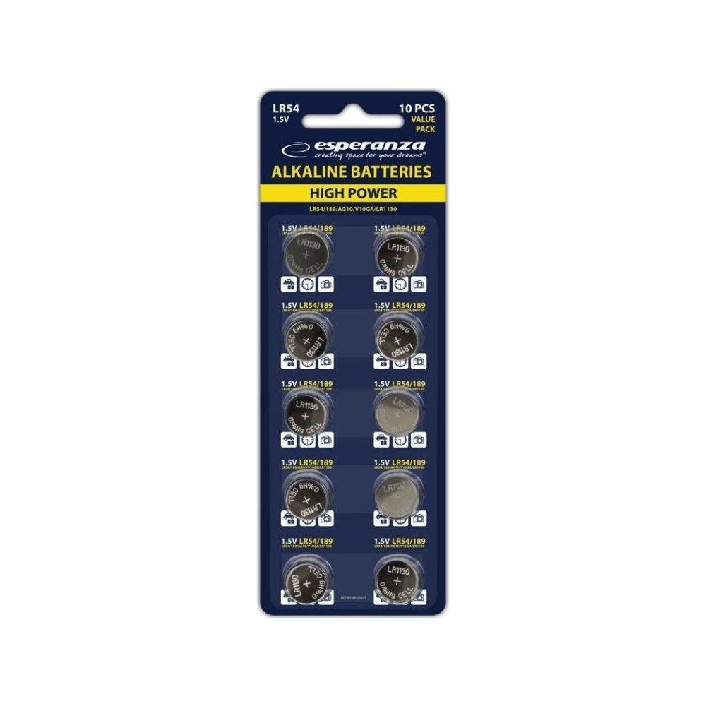 ESPERANZA Esperanza Alkaliska batterier Esperanza EZB105 LR54 AG10 10...