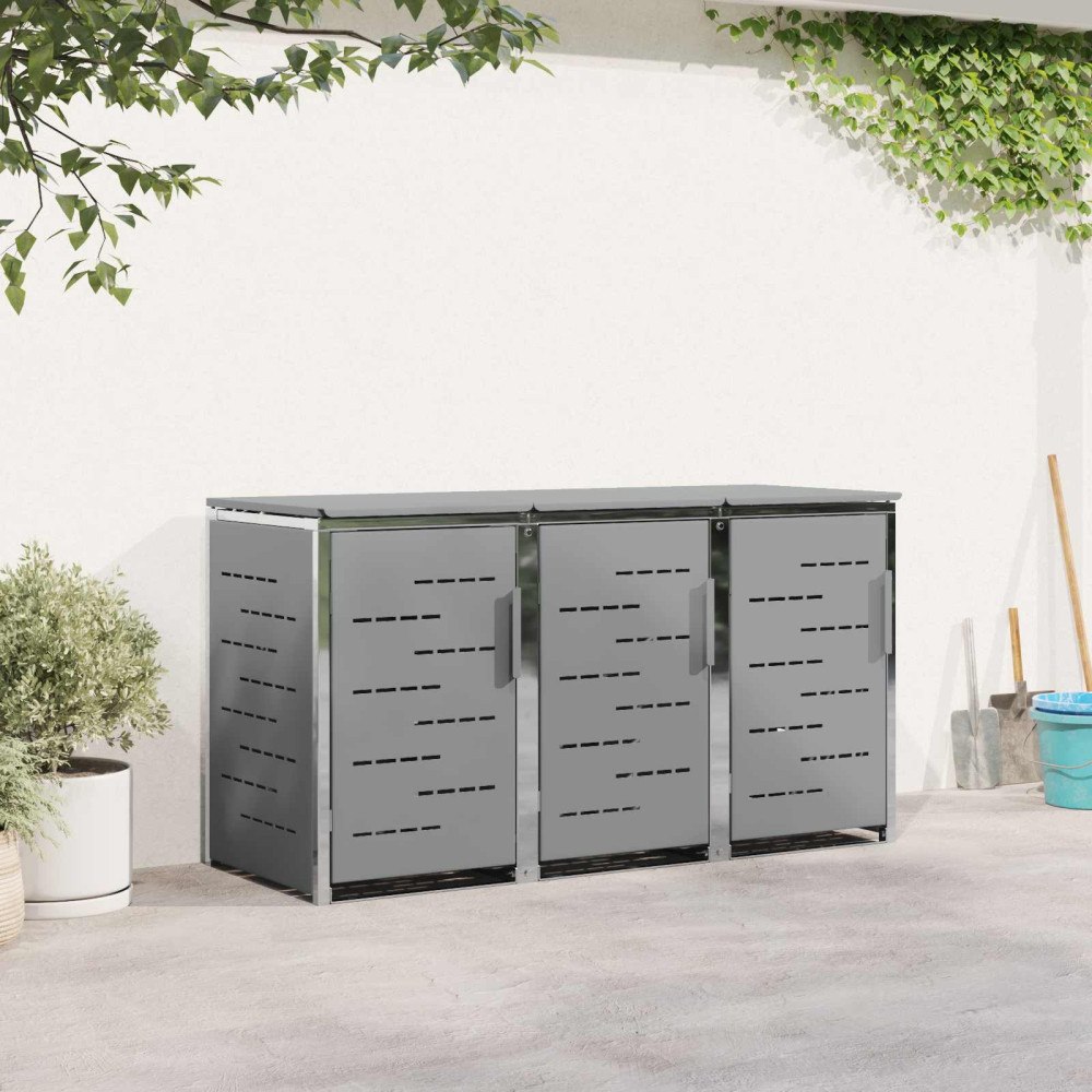 vidaXL Sopcontainerförvar Rostfritt stål Grå