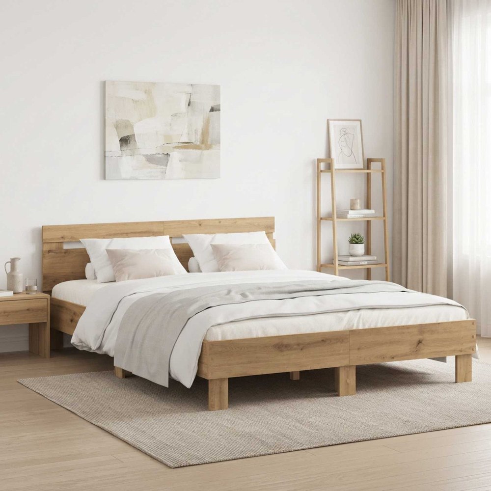 vidaXL Sängram Artisan-ek 140 x 190 cm Konstruerat trä