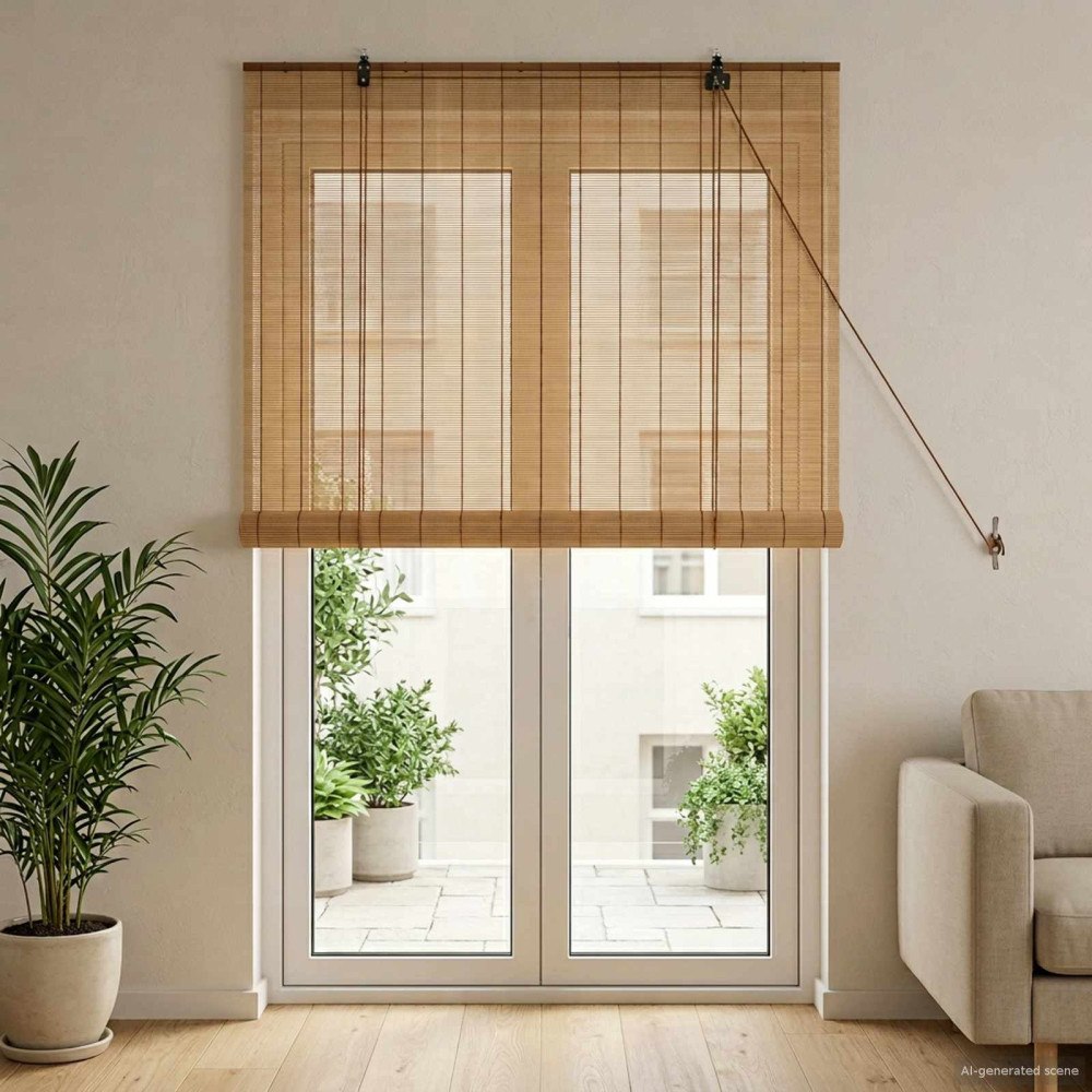 vidaXL Rullgardin Brun 90 x 220 cm Bambu