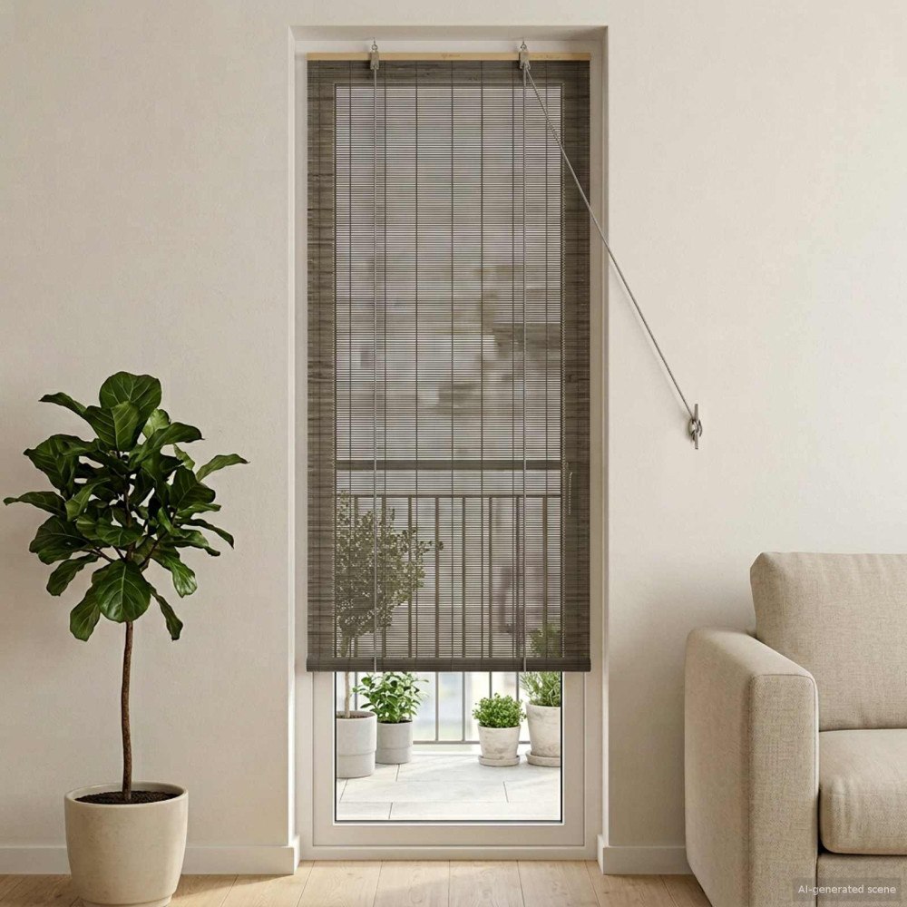 vidaXL Rullgardin Grå 40 x 220 cm Bambu