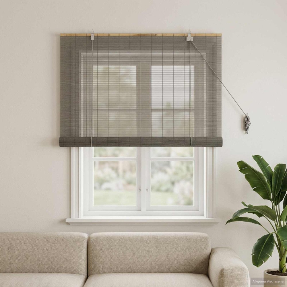 vidaXL Rullgardin Grå 120 x 160 cm Bambu