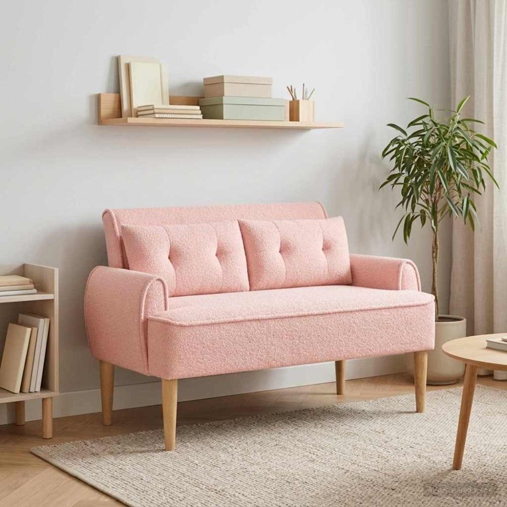 vidaXL Loveseat med knapprapport Rosa 117 x 67 x 77 cm Bouclé