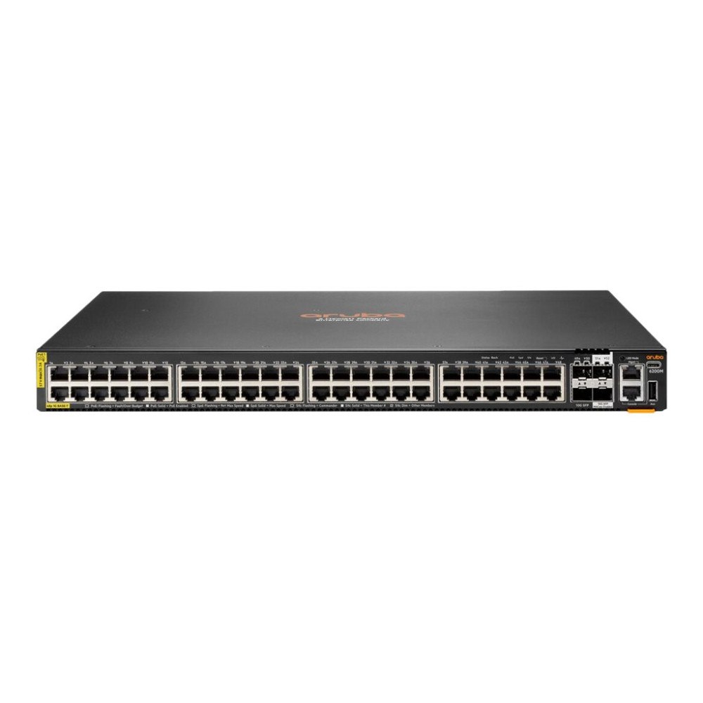 Hewlett Packard Enterprise HPE Aruba 6200M 48G Class4 PoE 4SFP+ Switch - switch - max. staplingsavstånd 10 kms - 48 portar - Administrerad - rackmo...
