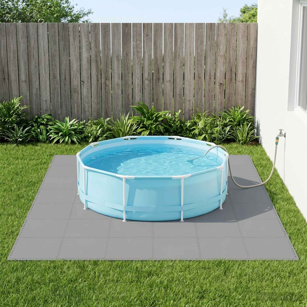 vidaXL Pool grundmatta 24 pcs Grå 8,64 m² EVA-skum