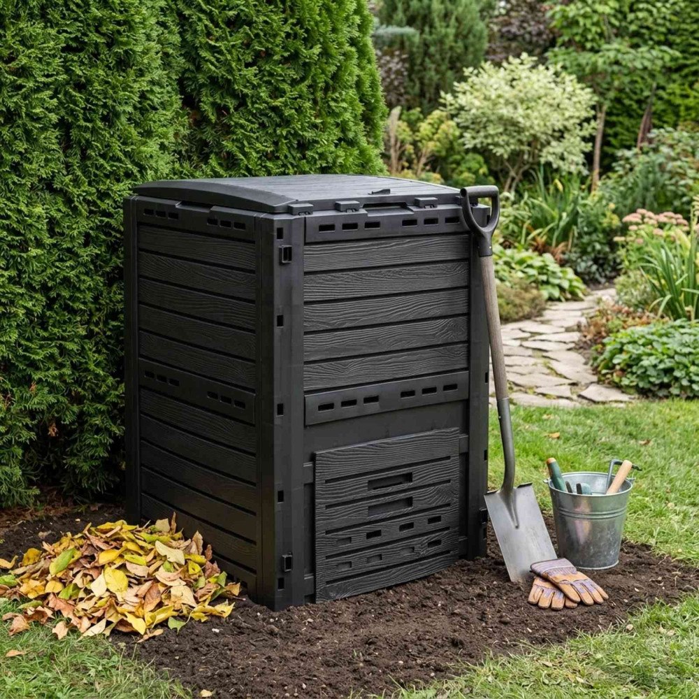 vidaXL Trädgårdskompost Svart 59,5 x 60 x 81,5 cm 280 l 100% PP