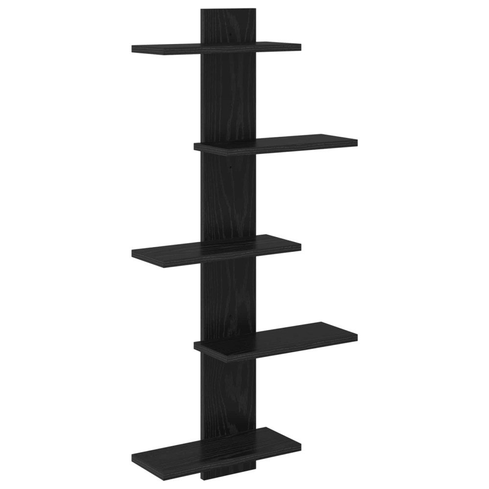 vidaXL Väggflytande Hylla Svart ek 48,5 x 15 x 101 cm Konstruerat trä