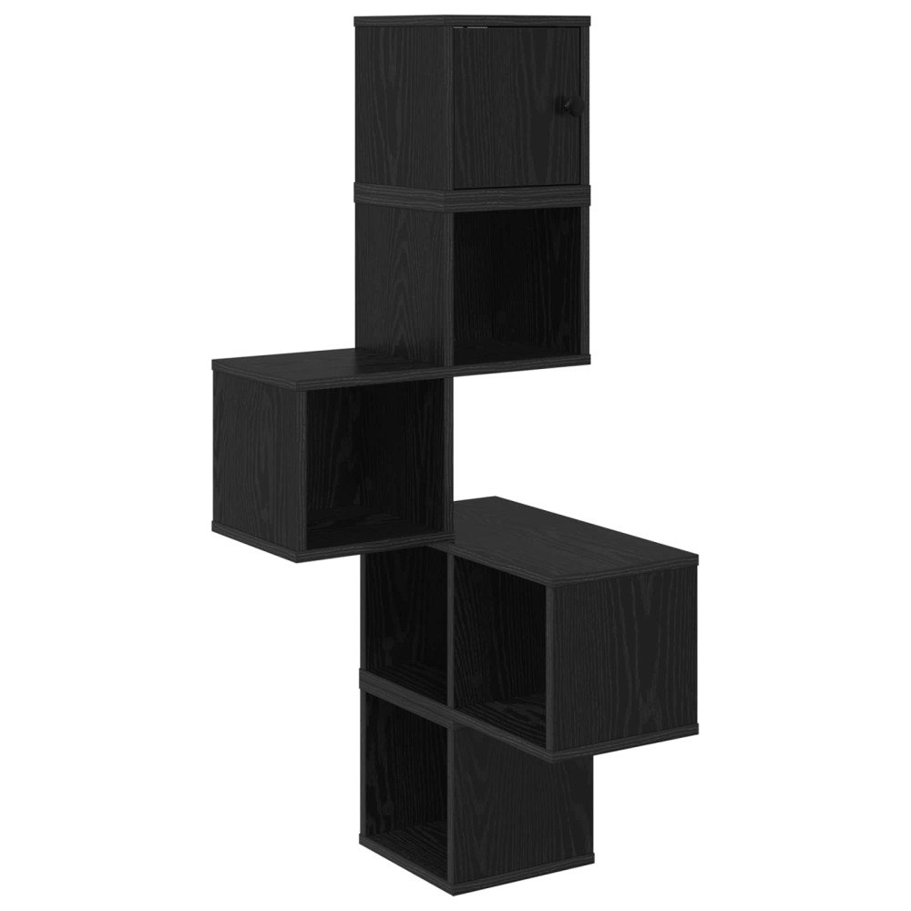 vidaXL Väggkrokhylla Svart ek 48 x 48 x 120 cm Konstruerat trä