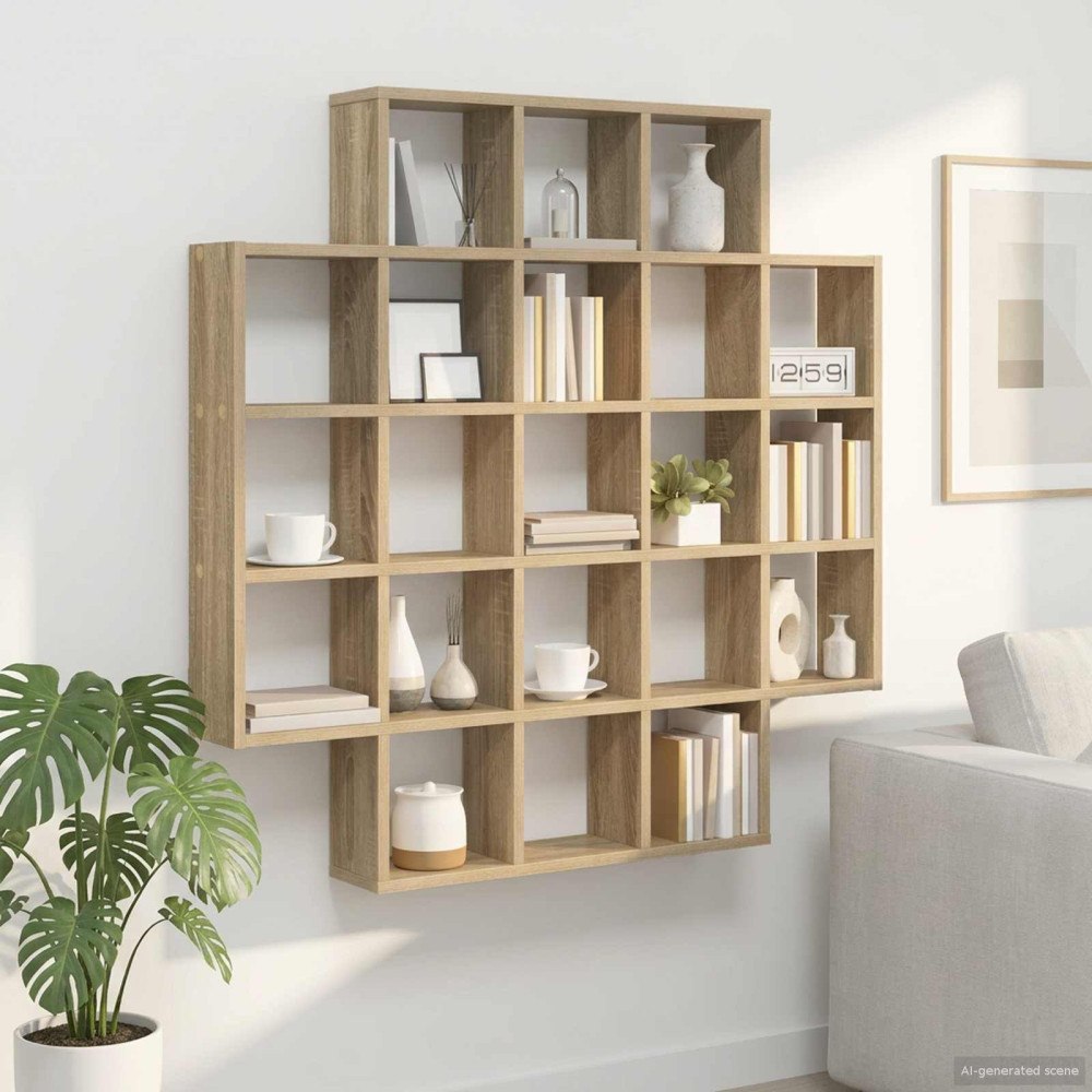 vidaXL Vägg hylla Sonoma-ek 100 x 13 x 100 cm Konstruerat trä