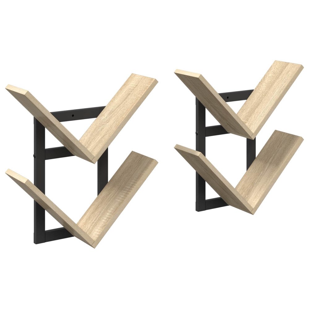 vidaXL Väggflytande Hylla 2 pcs Sonoma-ek 43 x 15 x 47 cm