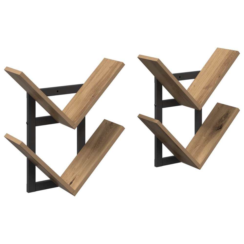 vidaXL Väggflytande Hylla 2 pcs Artisan-ek 43 x 15 x 47 cm