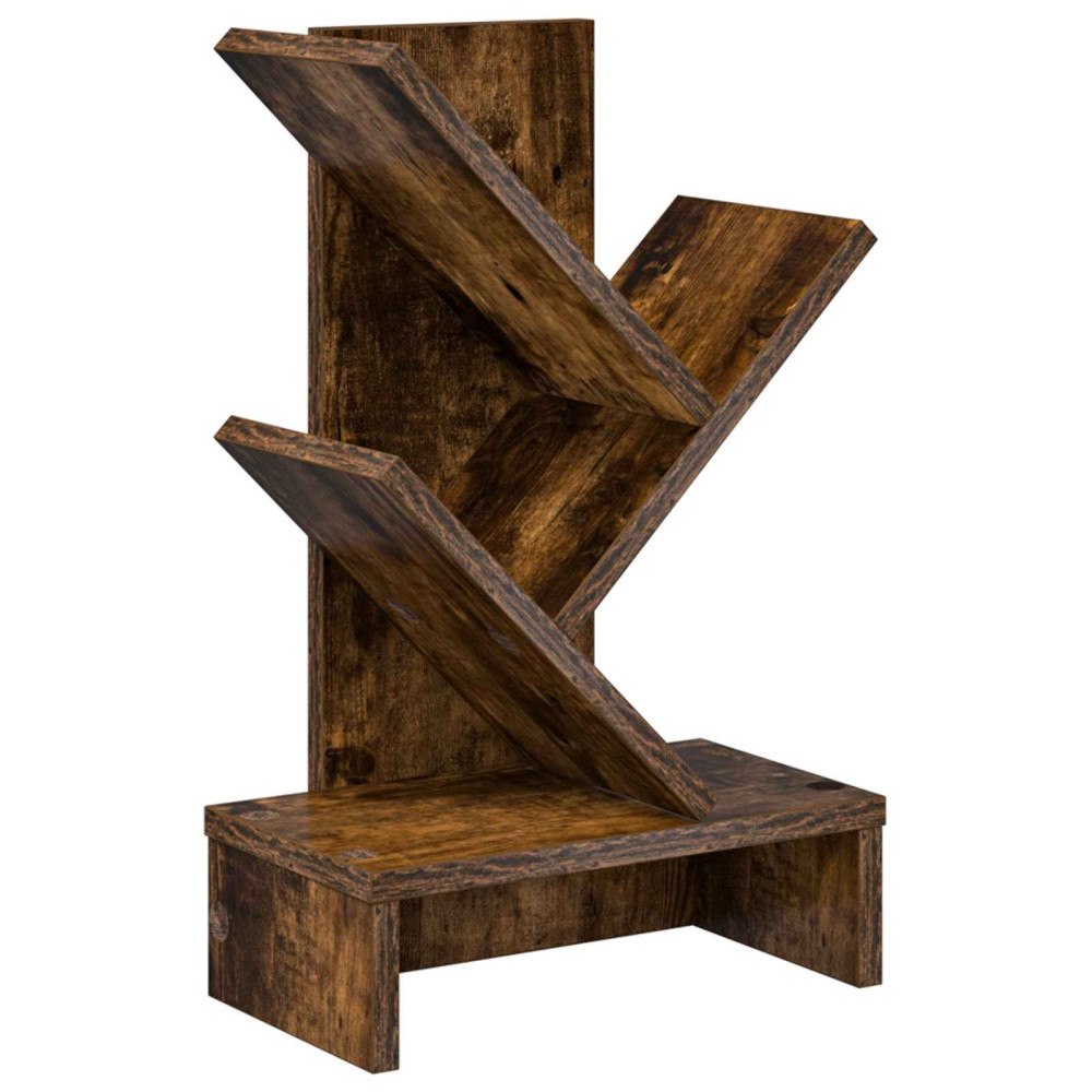 vidaXL Trä Bokhylla 3-Tier 30 x 18 x 48 cm Konstruerat trä Rökt ek