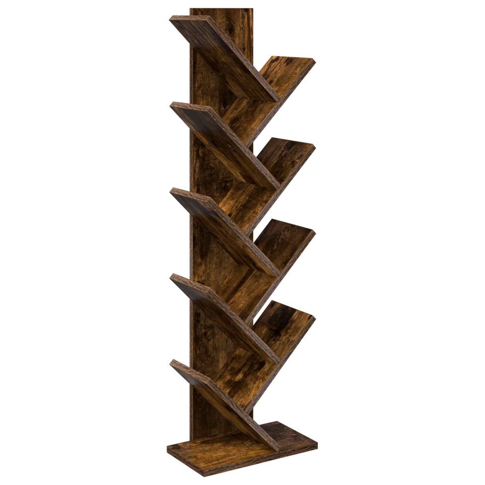 vidaXL Trä Bokhylla 6-Plan 30 x 18 x 100 cm Konstruerat trä Rökt ek