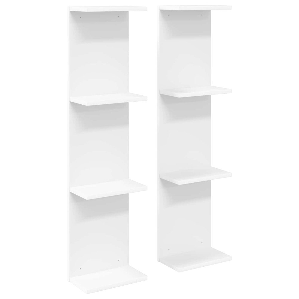 vidaXL Vägg hylla 2 pcs Vit 25 x 15 x 100 cm Konstruerat trä