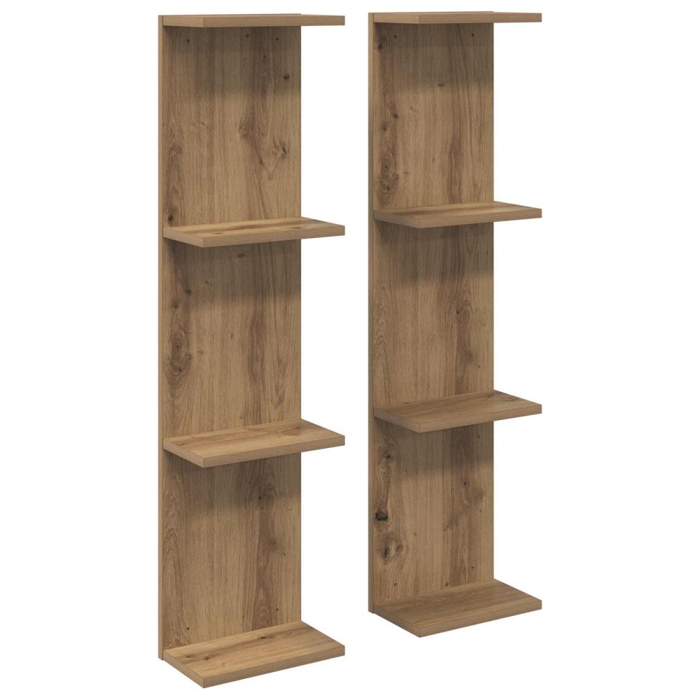 vidaXL Vägg hylla 2 pcs Artisan-ek 25 x 15 x 100 cm Konstruerat trä