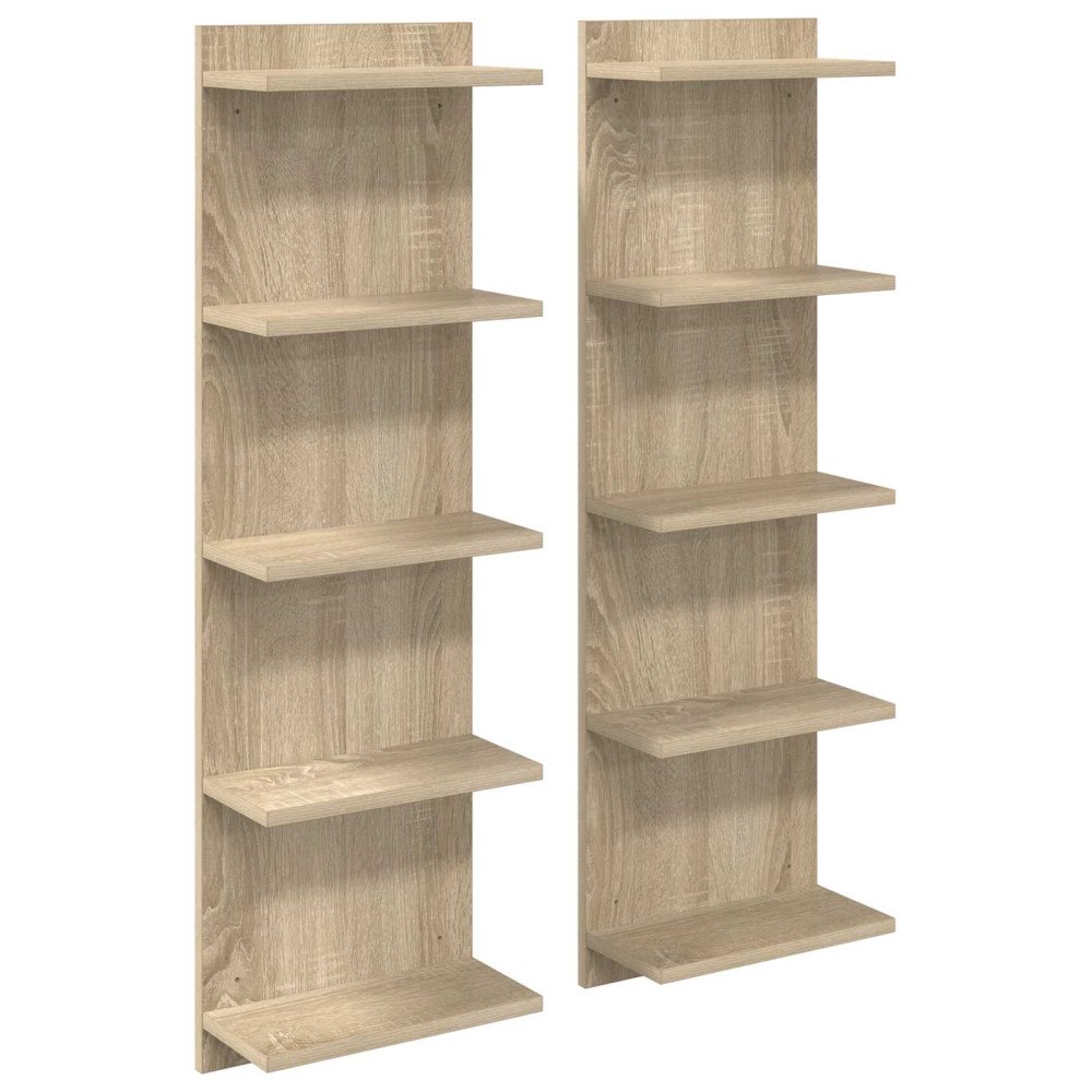 vidaXL Vägg hylla 2 pcs Sonoma-ek 30 x 15 x 100 cm Konstruerat trä
