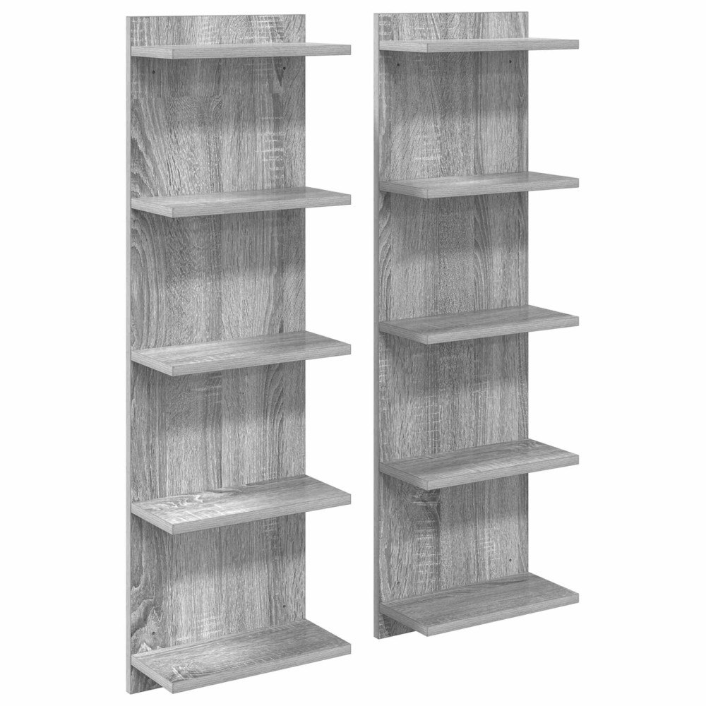 vidaXL Vägg hylla 2 pcs Grå Sonoma 30 x 15 x 100 cm Konstruerat trä