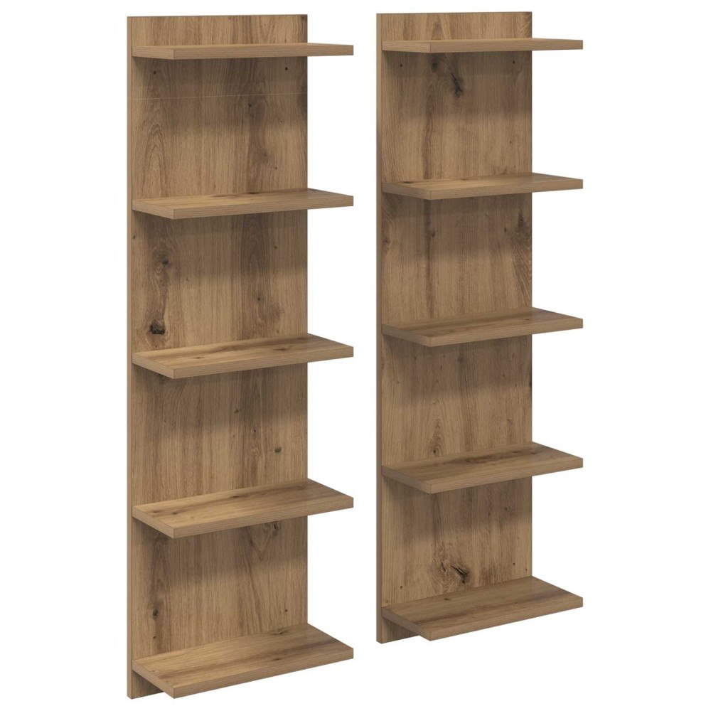 vidaXL Vägg hylla 2 pcs Artisan-ek 30 x 15 x 100 cm Konstruerat trä