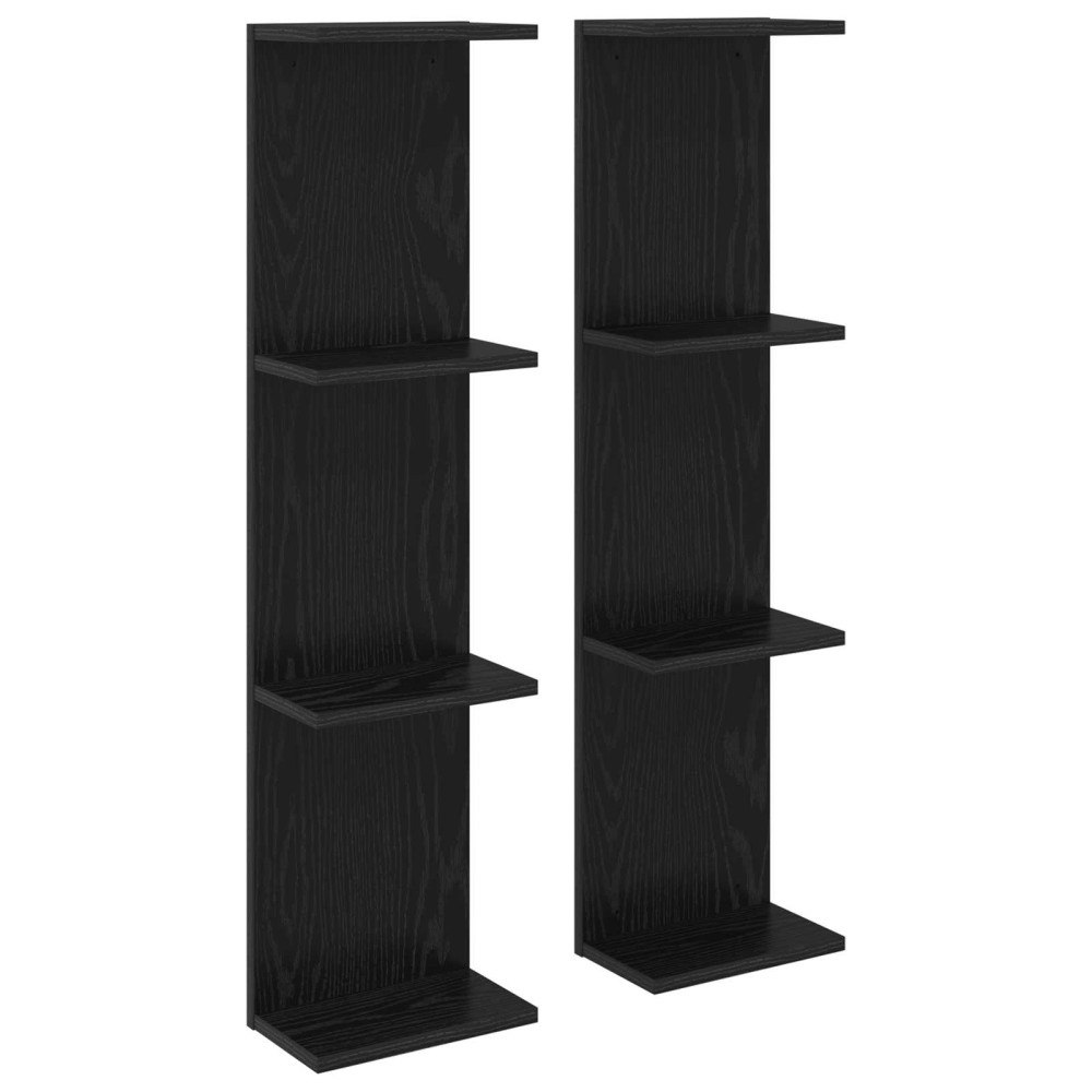 vidaXL Vägg hylla 2 pcs Svart ek 22 x 15 x 100 cm Konstruerat trä