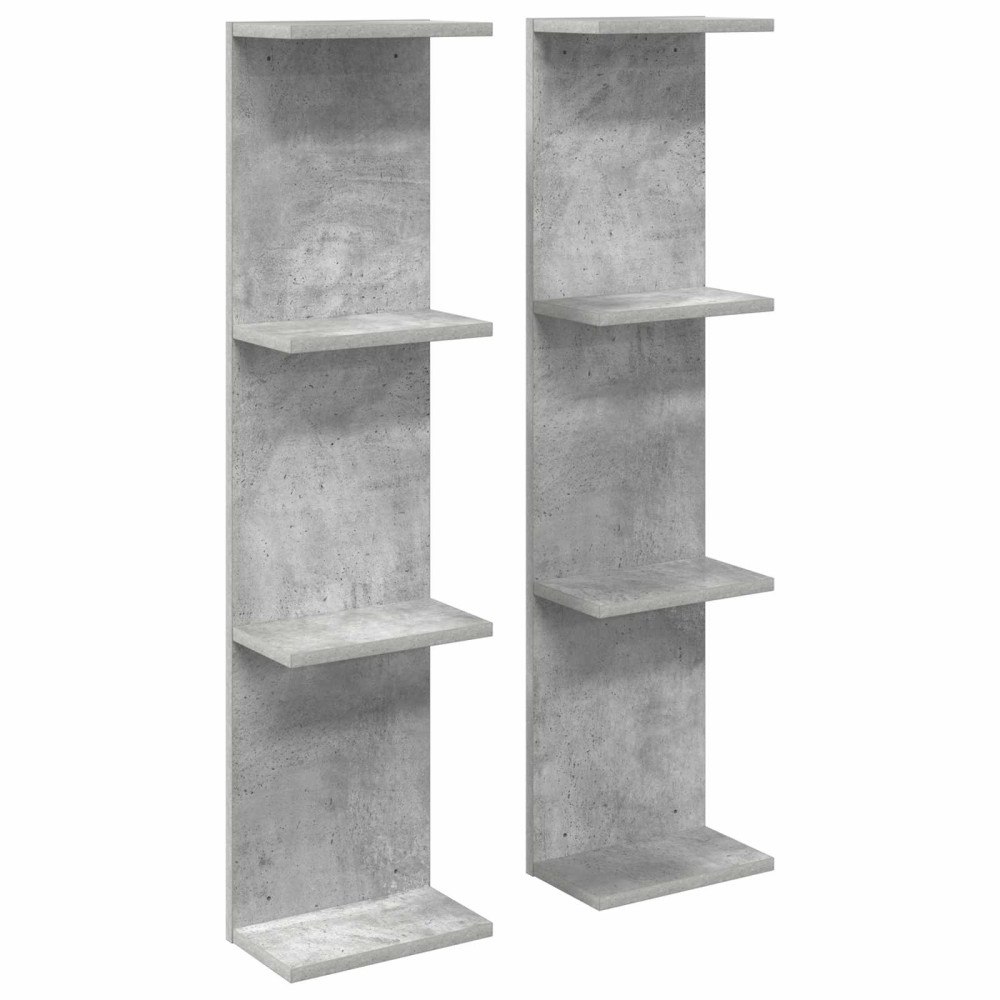 vidaXL Vägg hylla 2 pcs Betonggrå 22 x 15 x 100 cm Konstruerat trä